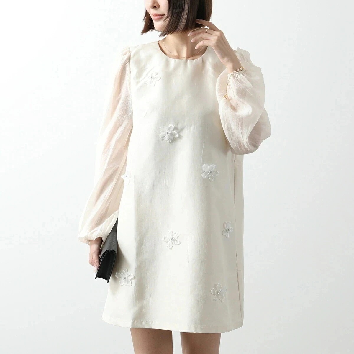Sister Jane シスタージェーン ワンピース WHISPER FLOWER MINI DRESS DR2122 レディース 長袖 ミニ丈 フラワー装飾