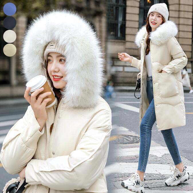 ダウンコート レディース 可愛い ロングコート 暖かい 中綿コート 防風 防寒コート 厚手 フード付き フェイクファー 中綿ジャケット 冬用 カジュアルコート アウター 韓国風 アウター 通勤通学 レ