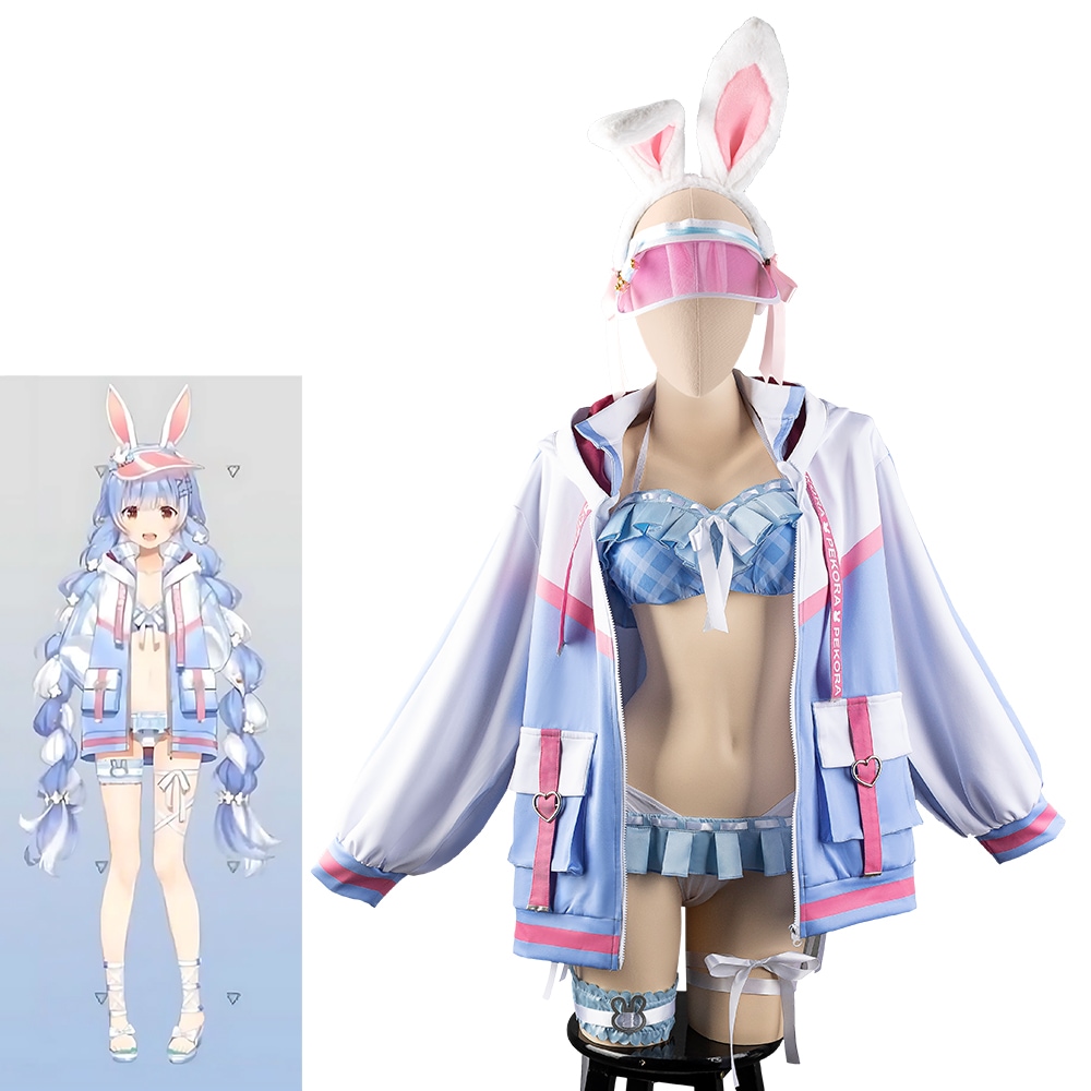 バーチャルYouTuber　Vtuber コスプレ 兎田ぺこら　水着 　全セット 　コスプレ衣装