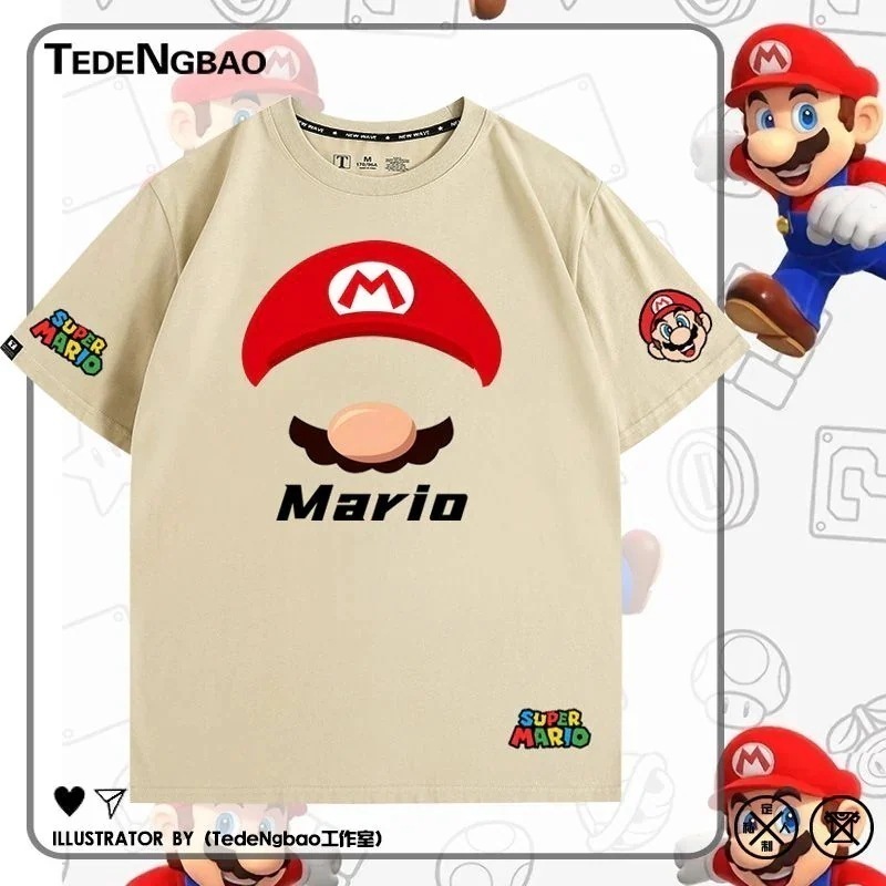 マリオスーパーマリオルイージ兄弟帽子tシャツ半袖夏男トレンドワイド1145124282