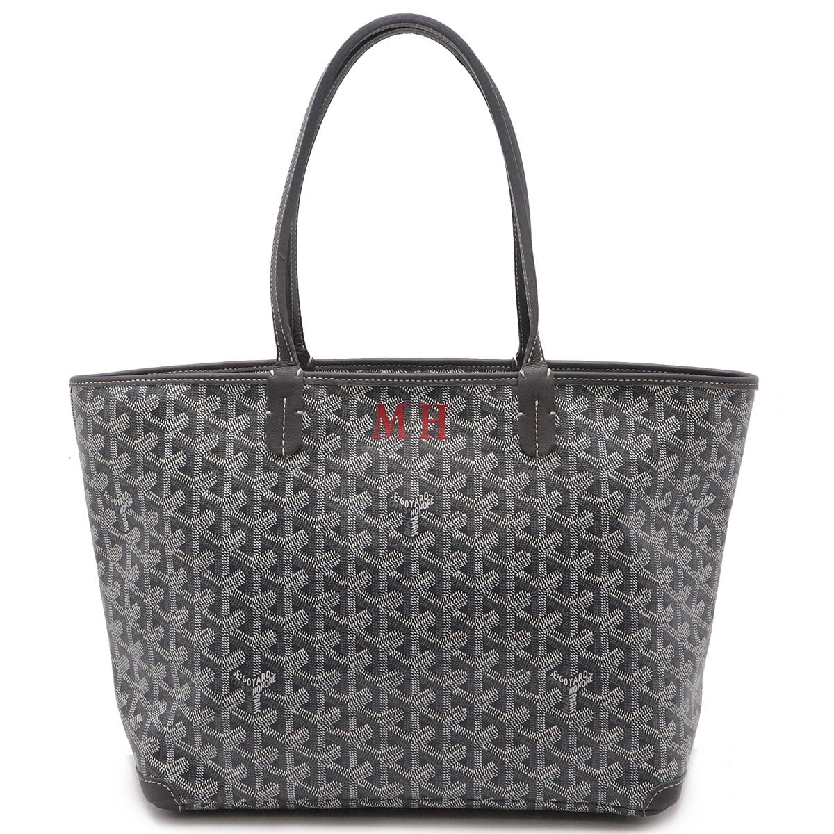 アルトワPM トートバッグ ショルダーバッグ セミショルダー PVC レザー グレー イニシャルプリント入