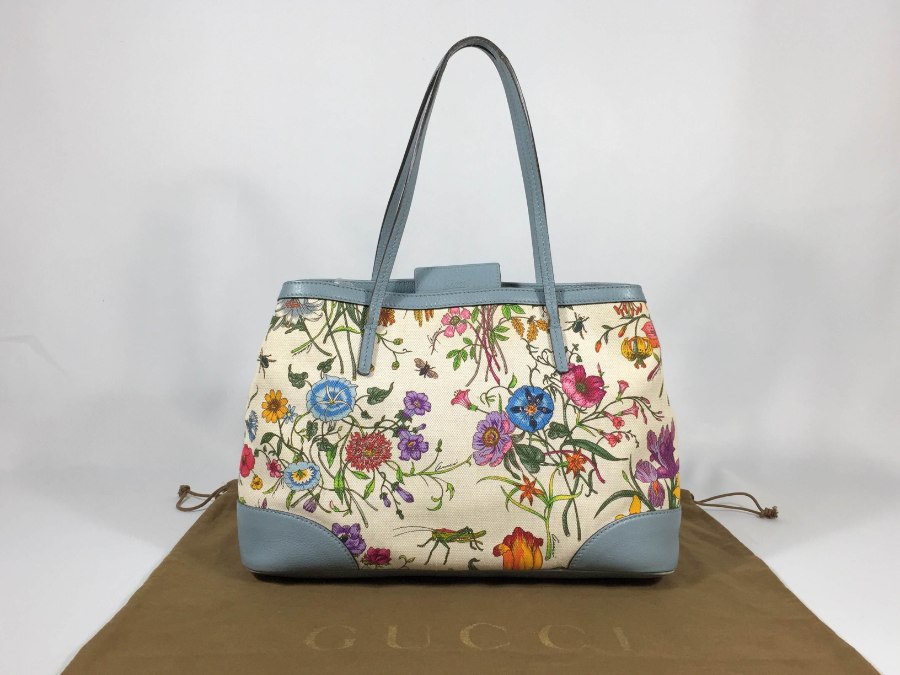 トートバッグ フローラ キャンバスレザー 中古品