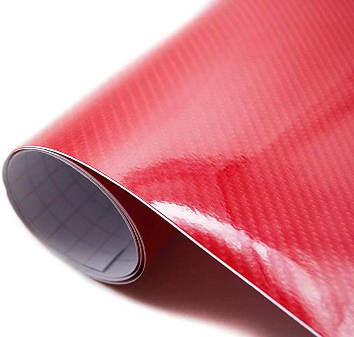 4D カーボンシート ハイグロス カーボン調 カーボンステッカー 艶有り 152x300cm( レッド, 152x300cm)