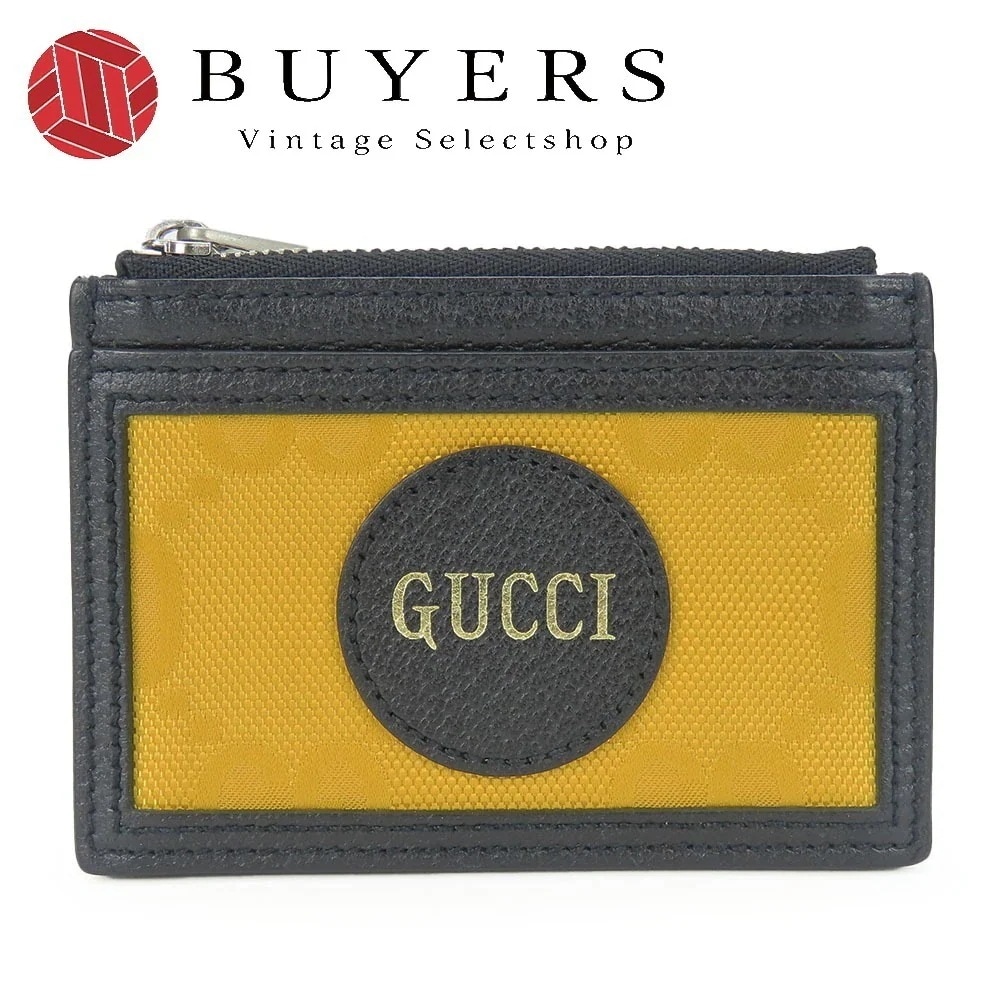 中古 コインケース 625583 オフザグリッド レザー GGナイロン イエロー ブラック シルバー金具 カードケース 小物 普段使い レディース 女性