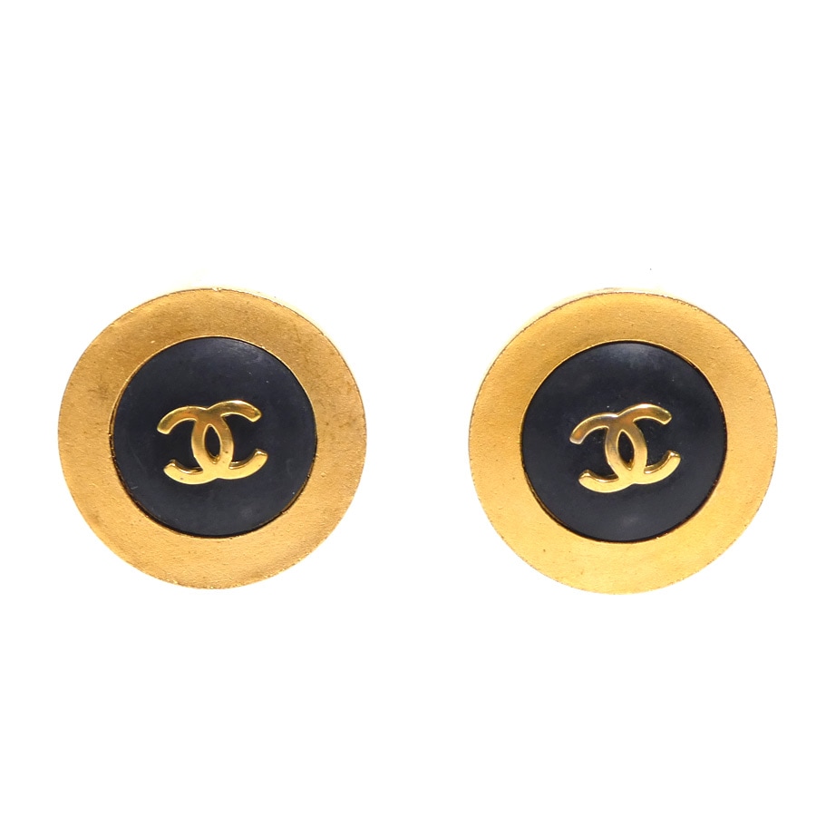 シャネル CHANEL イヤリング ココマーク メタル/プラスチック ゴールド/ブラック レディース e61652a