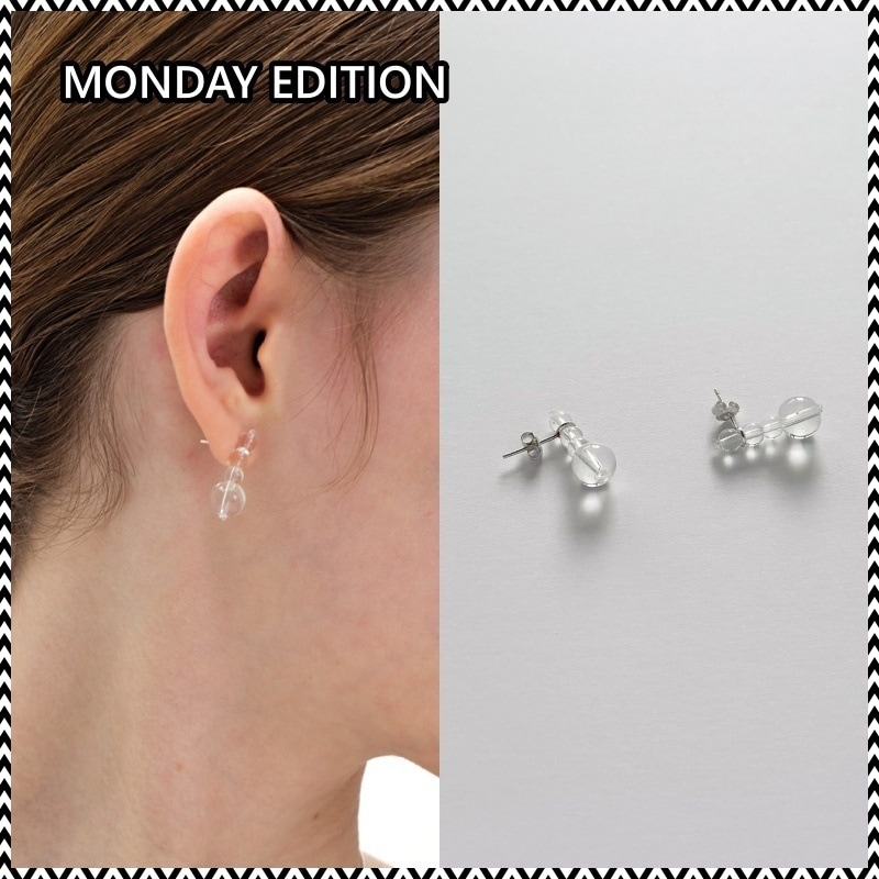 MONDAY EDITION CLEAR DROPLET EARRINGS