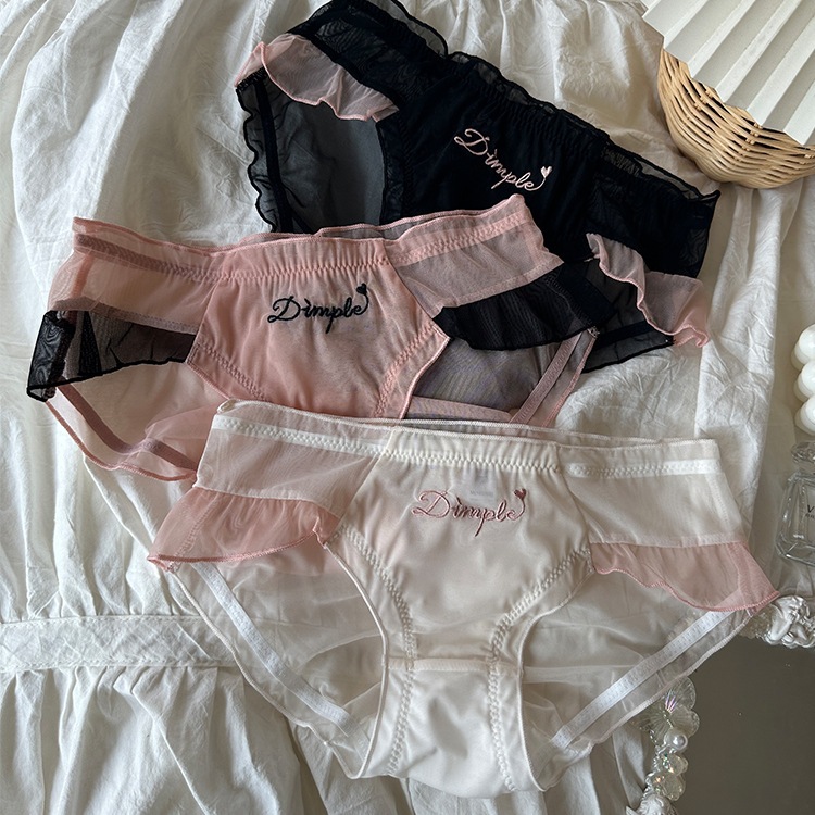 【1点ご購入 で10点プレゼントいたします】通気性ネット糸衝突色重工刺繍アルファベット%綿股間かわいいフリルパンツ少女感