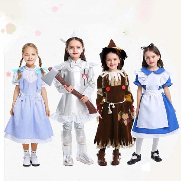 ハロウィン コスプレ 子供 女の子 衣装 オズの魔法使い ドロシー ブリキの木こり かかし 不思議の国のアリス コスチューム キッズ 仮装 可愛い パーティー 発表会 クリスマス 幼稚園 保育
