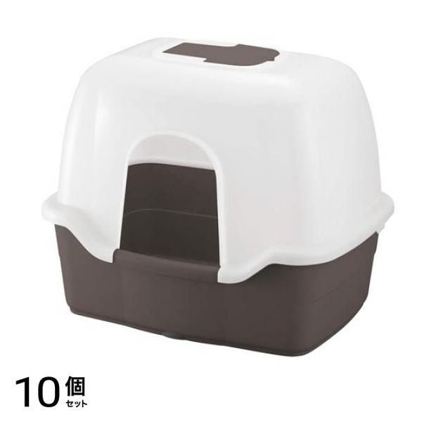リッチェル 猫用 ラプレ ネコトイレ 深型60フード付 本体 1組入 (ダークグレー) 10個セット