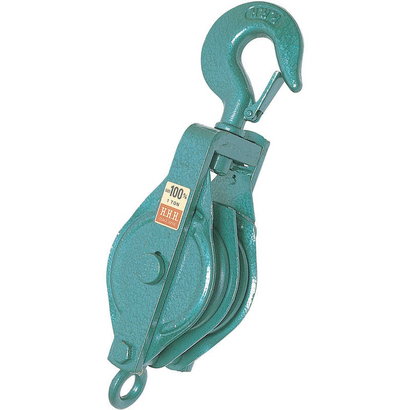 スリーエッチ　強力型滑車二車スナッチ フック型100mm　100X2S