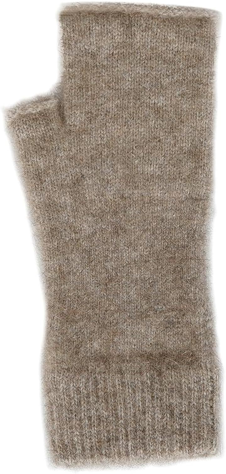 ポッサムメリノハンドウォーマー ウール手袋 ウールミトン 指空き手袋 タッチパネル対応 防寒 保温 冷え対策( ナチュラル, Free Size)