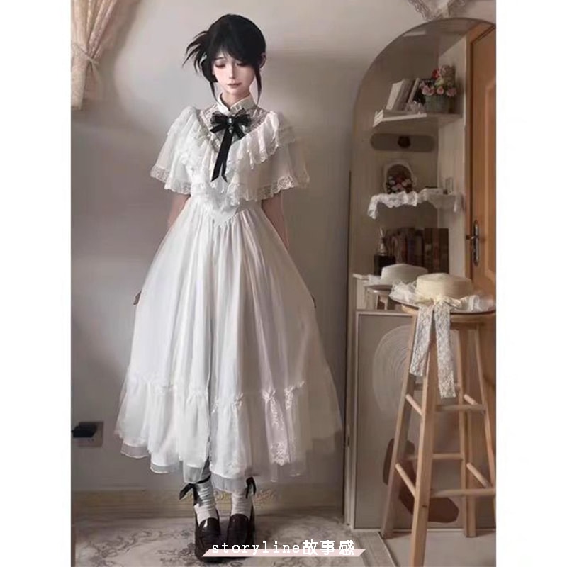 RojitaMineシリーズ量産型ブラウスプリンセスマントマントレースドレス春と夏