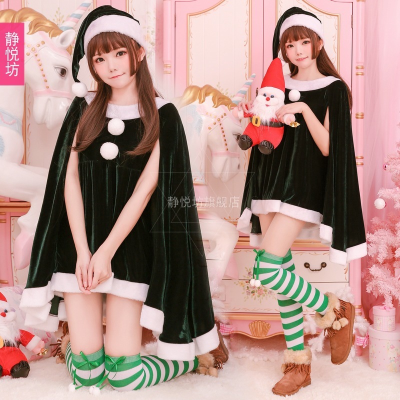 日本のクリスマス衣装サンタクロース衣装クリスマス服ショールマントドレス女性用クリスマスドレス