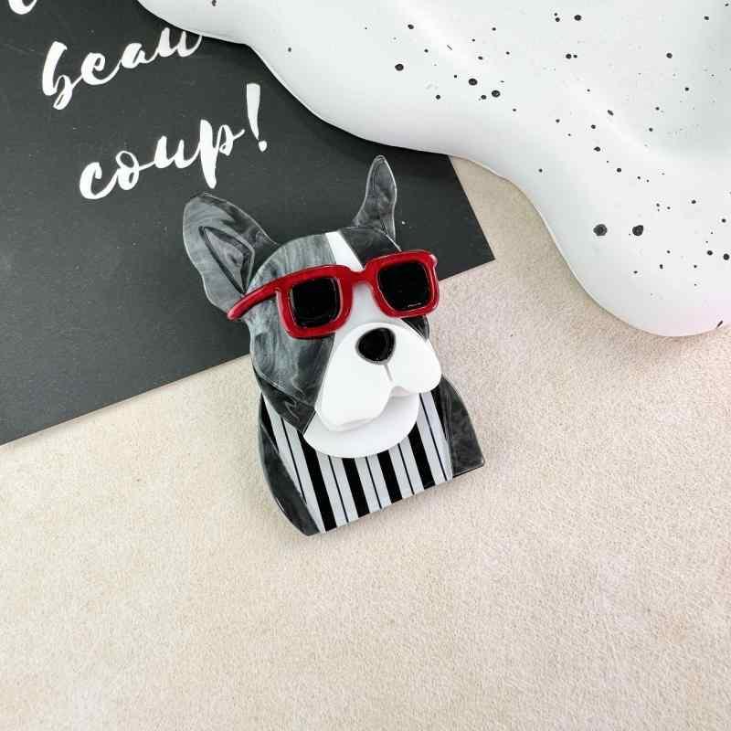 犬 ブローチ かわいい ドッグ 動物 スーツ アクセサリー レディース メンズ 胸飾り クール サングラス アクリル ファッション アクセサリー コサージュ