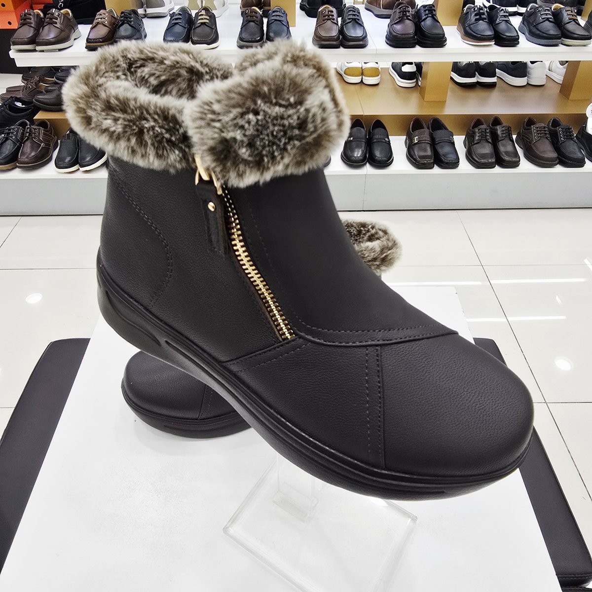 女性ラムスキン軽量ファーコンフォートアンクルブーツLCWA68U54C1