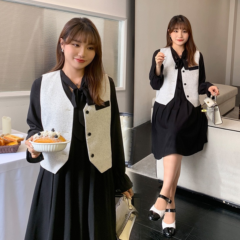 6L 4L 韓国ファッション ワンピース 秋冬 大きいサイズ マタニティ 体型カバー ゆったり 通勤 着痩せ 30代 40代 50代 60代揚げ街大コードワンピース痩せ肉を隠して2022年春秋セット