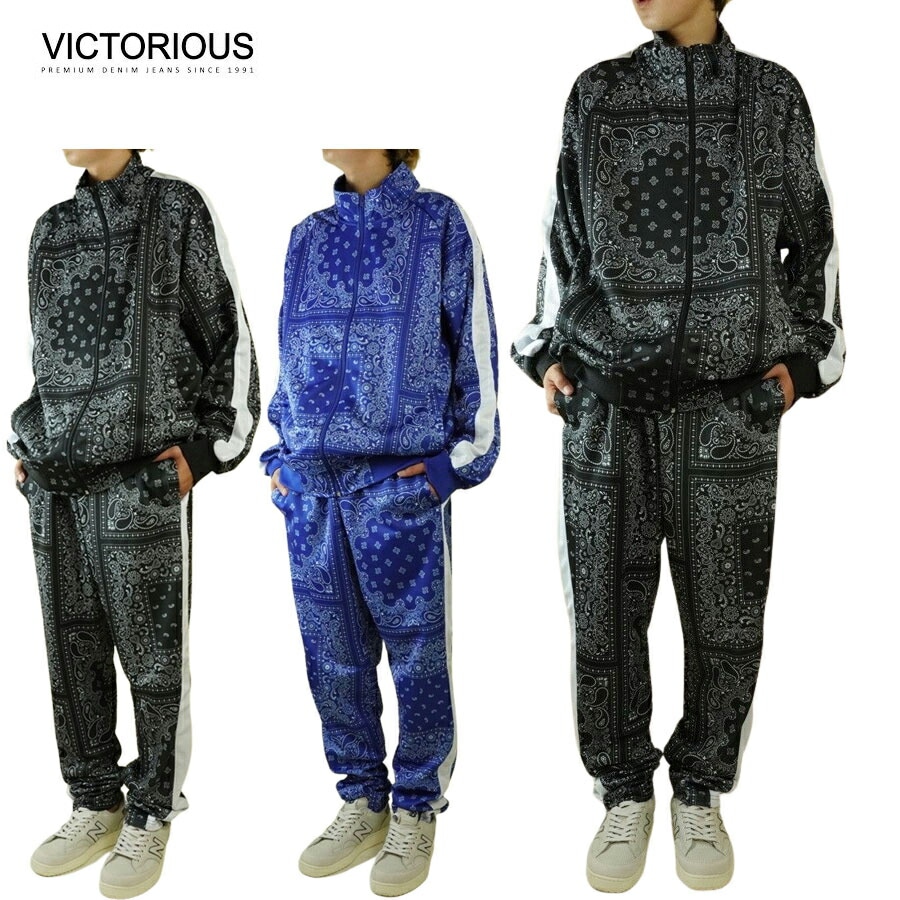 ビクトリアス VICTORIOUSメンズ セットアップPAISLEY SET UPペイズリー セットアップ トップス パンツR.BLUE(ブルー) BLACK(
