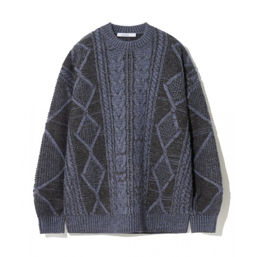 CODEGY ケーブルダブルエクセレントプルオーバーニット_ヴィンテージブルー