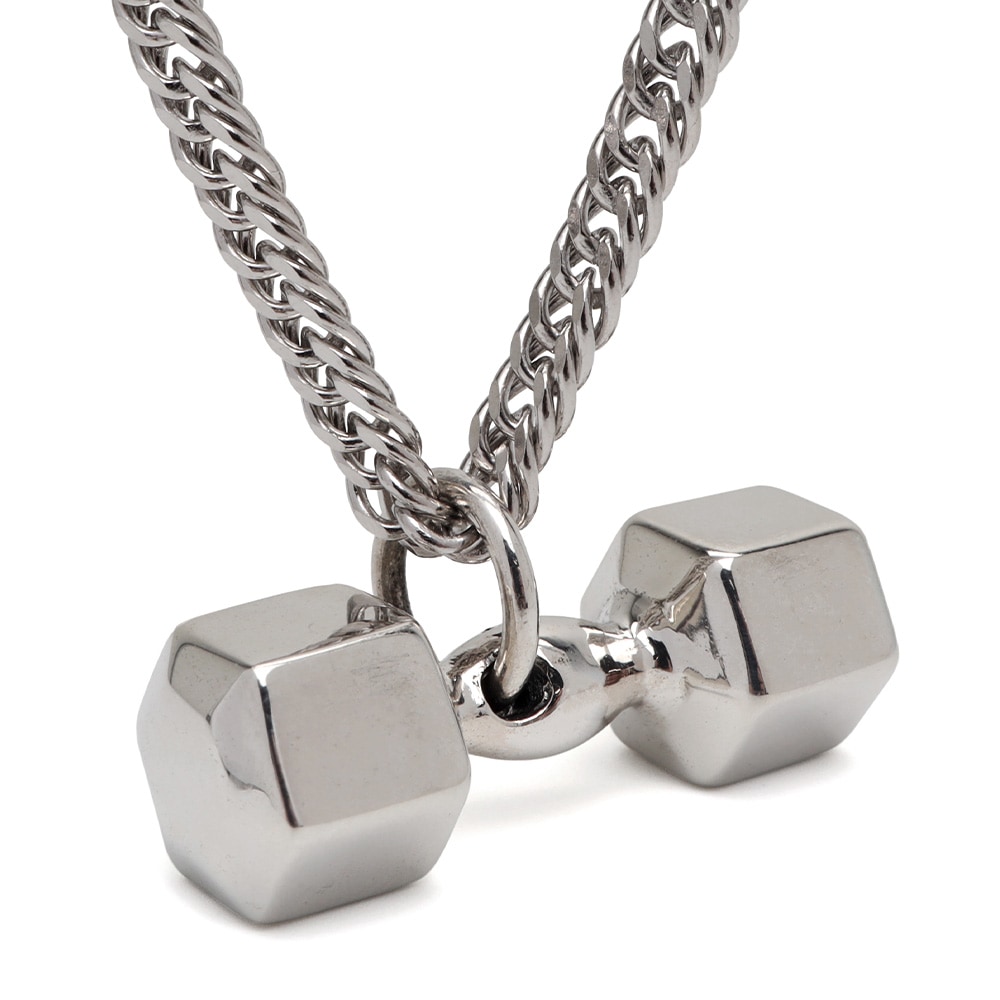 シルバー925 ダンベルをモチーフにしたユニークなネックレス2サイズ [ns266]