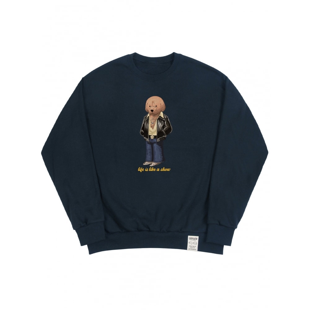 GRAVERタトゥードッグペリトーマンツーマンネイビー