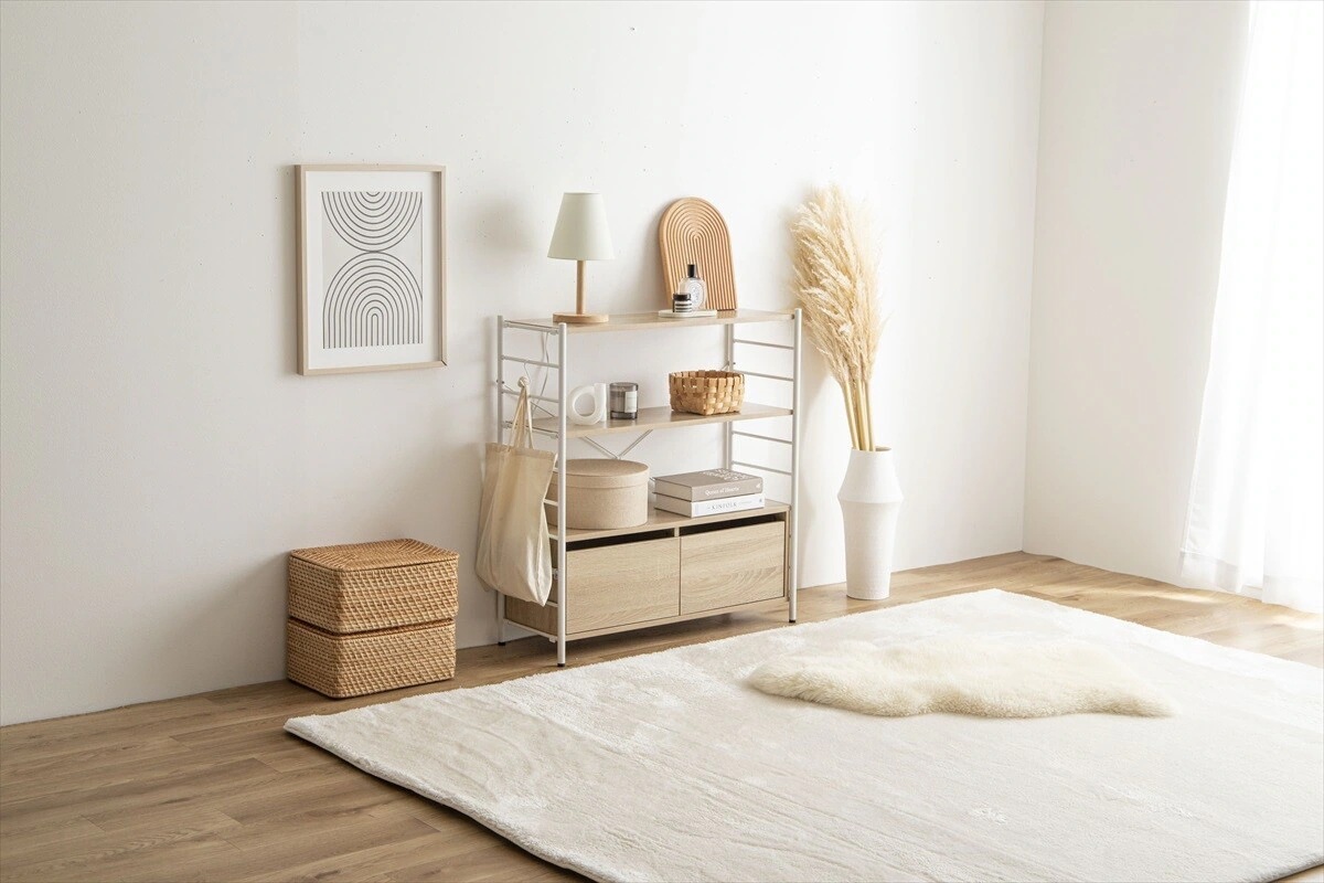 【幅80cm】Laulu 引き出し付きシェルフ　シェルフ　引き出し　棚　収納　コンパクト　一人暮らし　ワンルーム