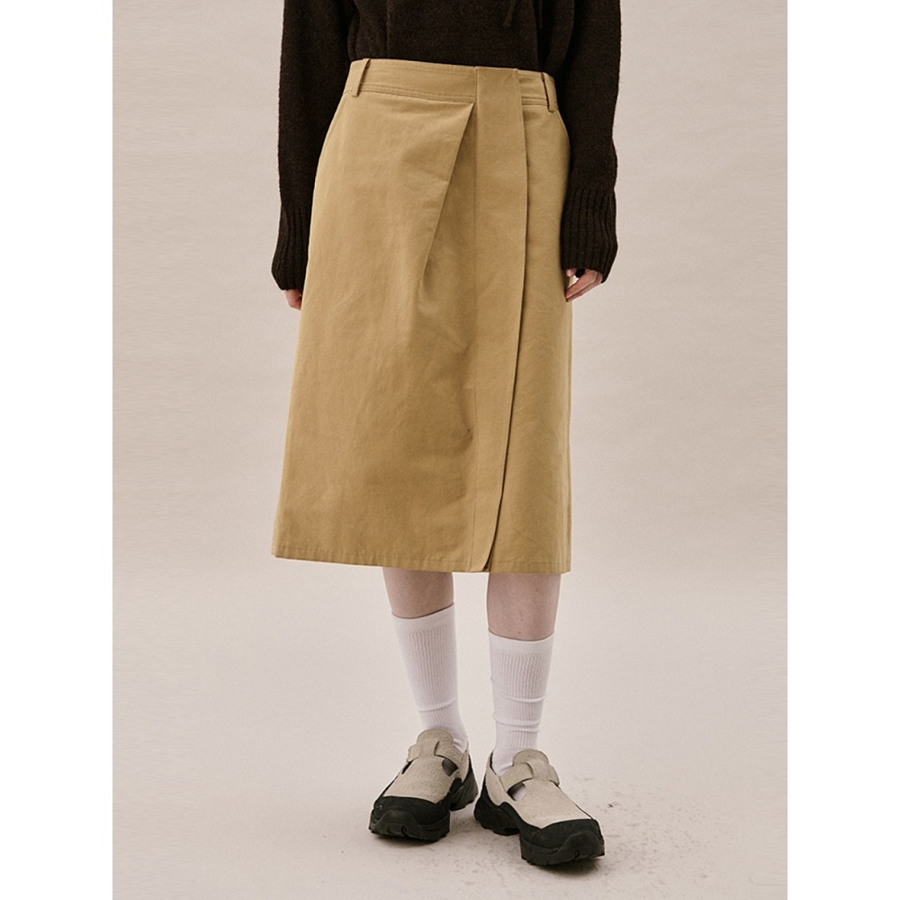 Ahwe コットンフラップスカートマスタード