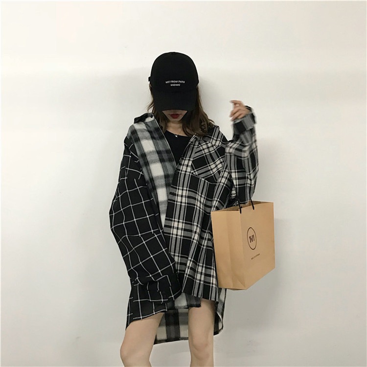 上質で快適 限定saleインスタでも話題韓国ファッション 長袖シャツ 切り替え バイカラー ドルマン