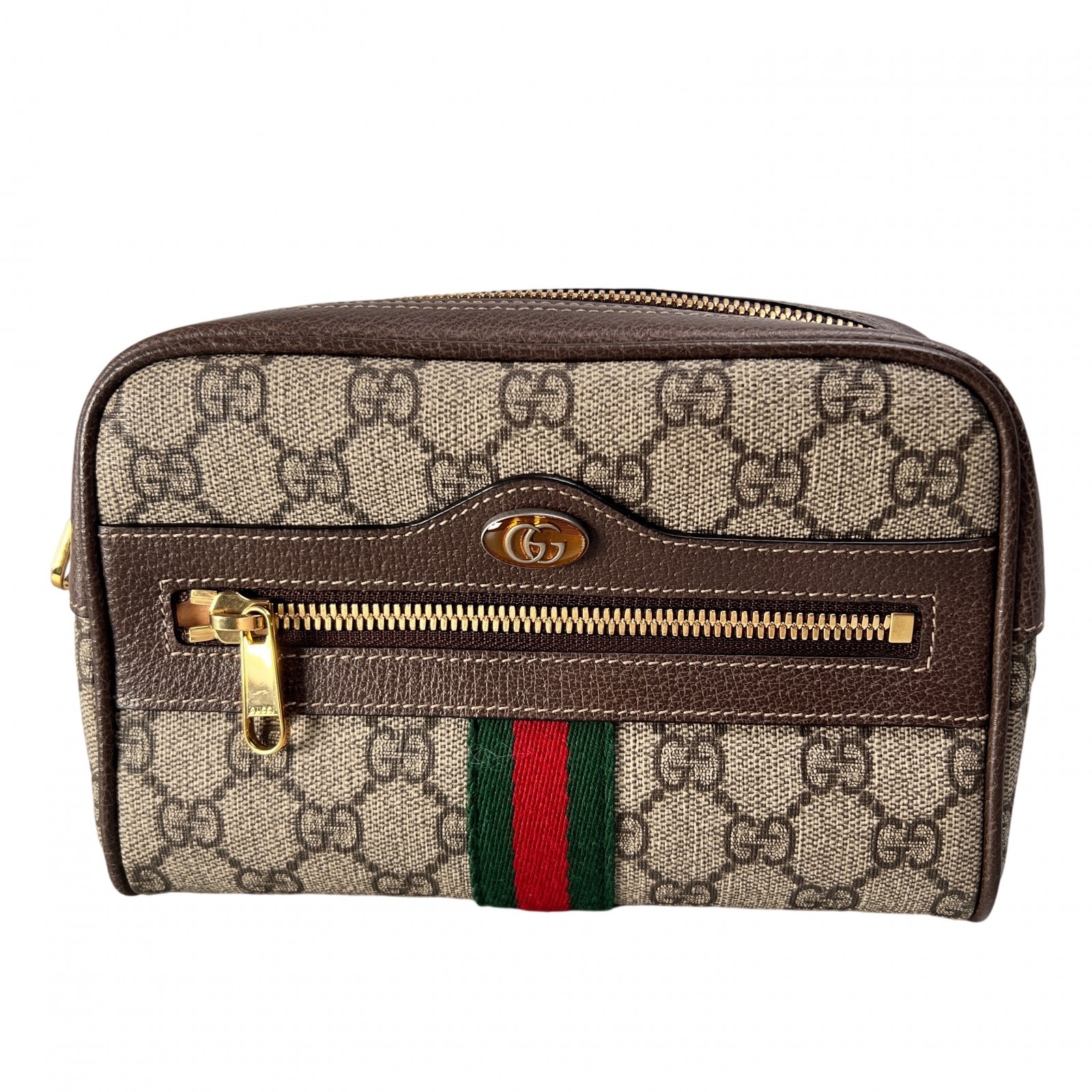 GUCCI グッチ GGスプリーム ウエストバッグ クラッチバッグ ブラウン A-13857