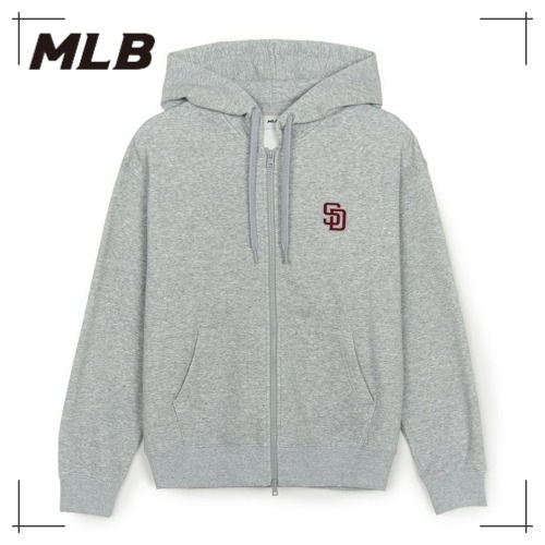 MLB公式正規品 Lettering Napping Hood Zip-Up SD (Melange Grey) on the Back of Varsity