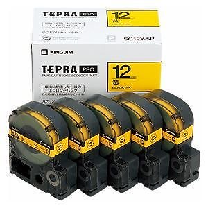 （まとめ買い）テプラテープ [x5個入] SC12Y-5P 00060073 [x3]