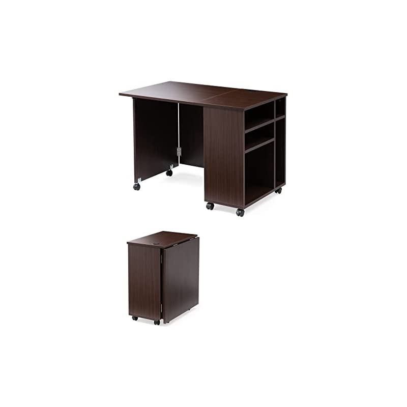 サンワダイレクト 折りたたみデスク コンパクトデスク 折りたたみワゴン 作業台 リビング学習 テレワーク 拡張デスク キャスター付き 北欧 おしゃれ シンプル ブラウン 100-DESKN010M