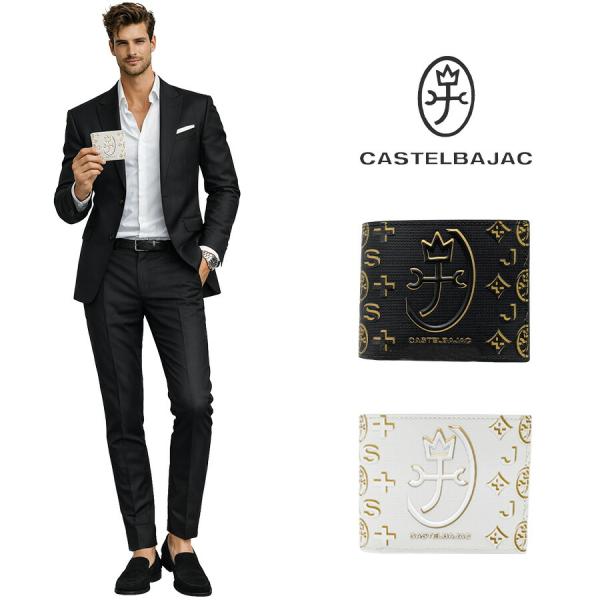 CASTELBAJAC シテ 二つ折り財布 折り財布 ウォレット さいふ サイフ 牛革 レザー メンズ レディース 男女兼用 ユニセックス ギフト プレゼント ブラック 089651