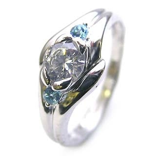 ( 婚約指輪 ) ダイヤモンド エンゲージリング( 11月誕生石 ) ブルートパーズ楽ギフ_包装