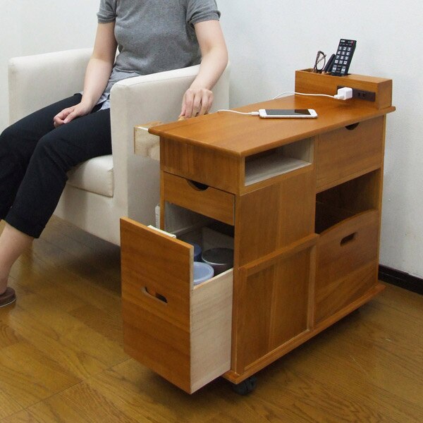 収納ワゴン ソファサイドワゴン 桐製 幅33cm 12,935円
