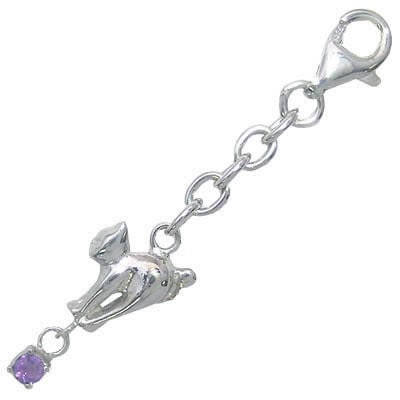 幸せを招く猫モチーフ ( 2月誕生石 ) シルバー アメジストチャームトップホルダー楽ギフ_包装