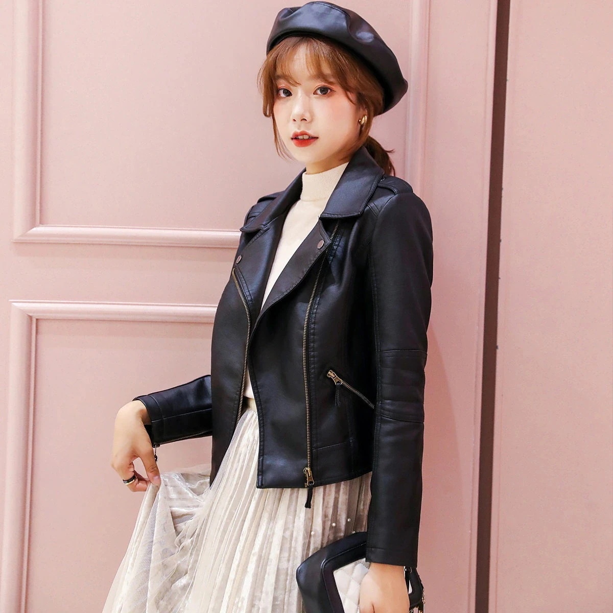 人気 着やせライダース ジャケット PUレザー 短い丈 小柄 おしゃれ スリム ジャケット メガ割30%までに制限