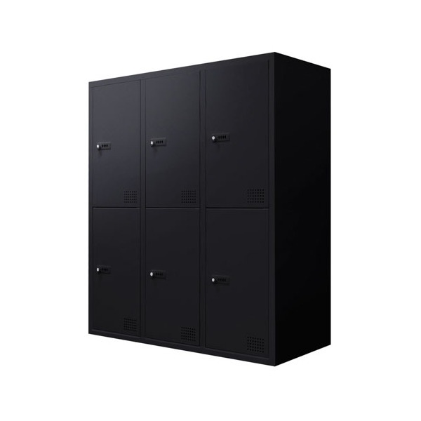 法人限定 Netforce FHD-6-W-BK ブラック FACILE (ファシル) 6人用ロッカー ダイヤル錠 幅900×奥行400mm メーカー直送