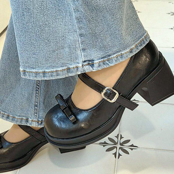 シューズ メリージェーン 太ヒール 女性 レディース 靴 フォーマル パンプス ヒール 7cm sjcc 161_P408287189