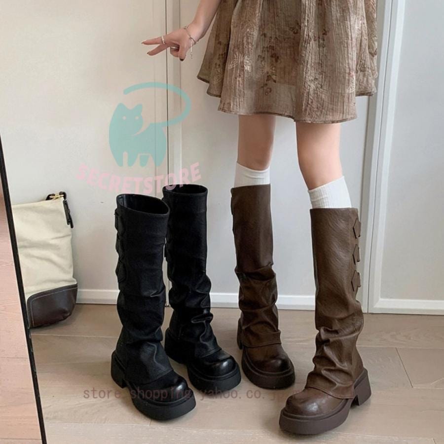 大きい 疲れない ゆったり ブーツ レディース レディース シンプル ロング エンジニアブーツ ロングブーツ 履き口 大きいサイズ ジョッキーブーツ ふくらはぎ