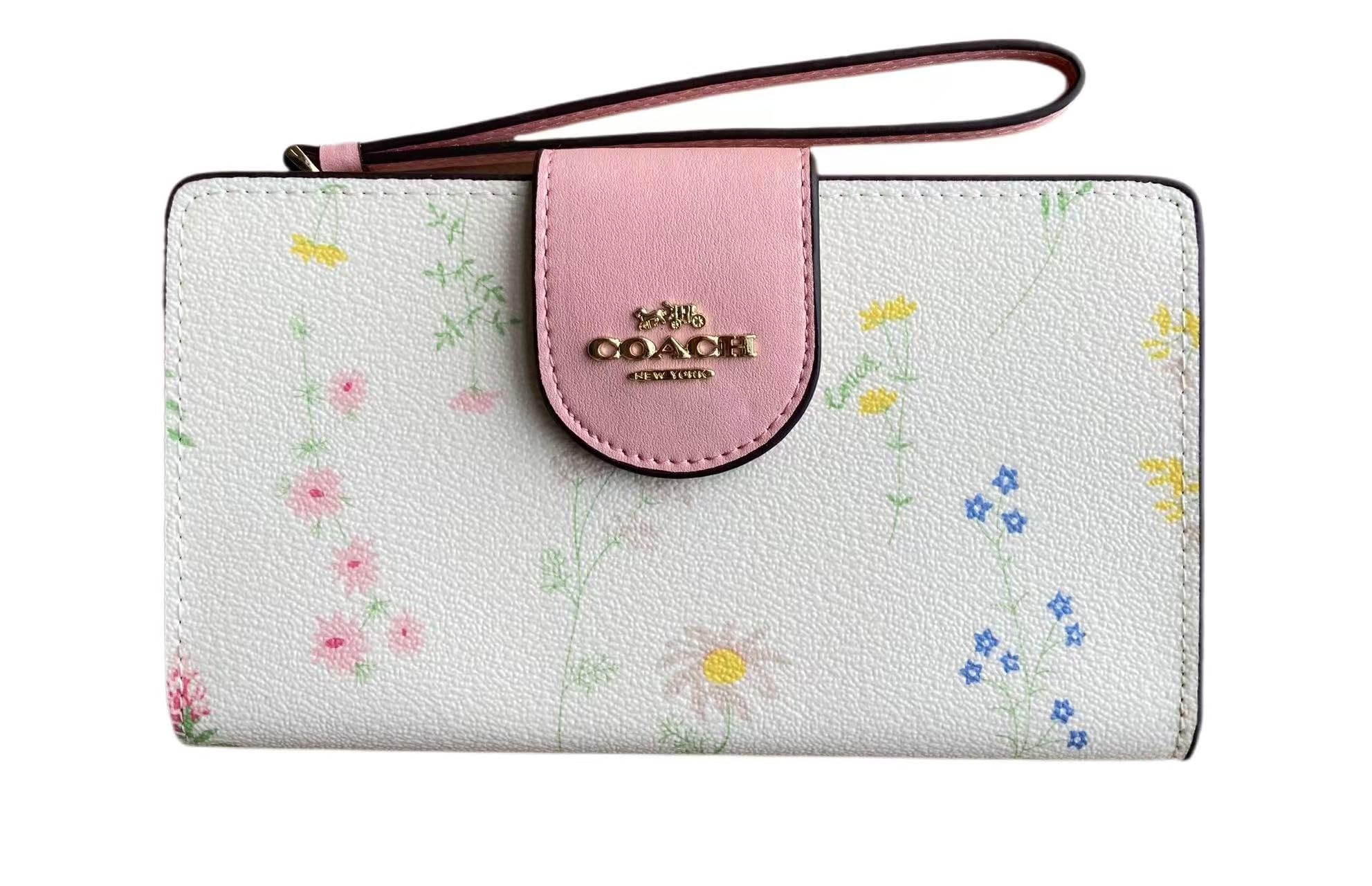 コ ー チ レディース 財布二つ折り財布 携帯ポーチ 軽量 スマホショルポシェット お財布シ 長財布 カードケース スマホポーチL型 ラグジュアリー シグネチャー財布ウトレット品 (White) [並