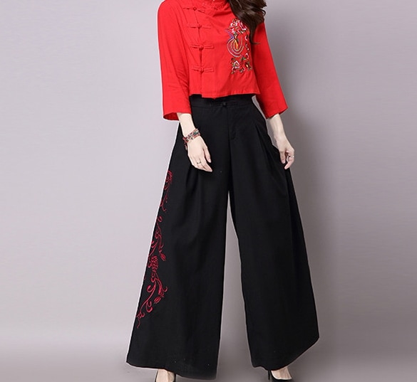 刺繍入りワイドパンツ パンツ ワイド ロング丈 刺繍 アジアン ナチュラル かわいい 大人可愛い きれいめ シンプル 大人 上品 おしゃれ かっこいい 大人可愛い 大人女子 こなれ感 キュート 5,442円
