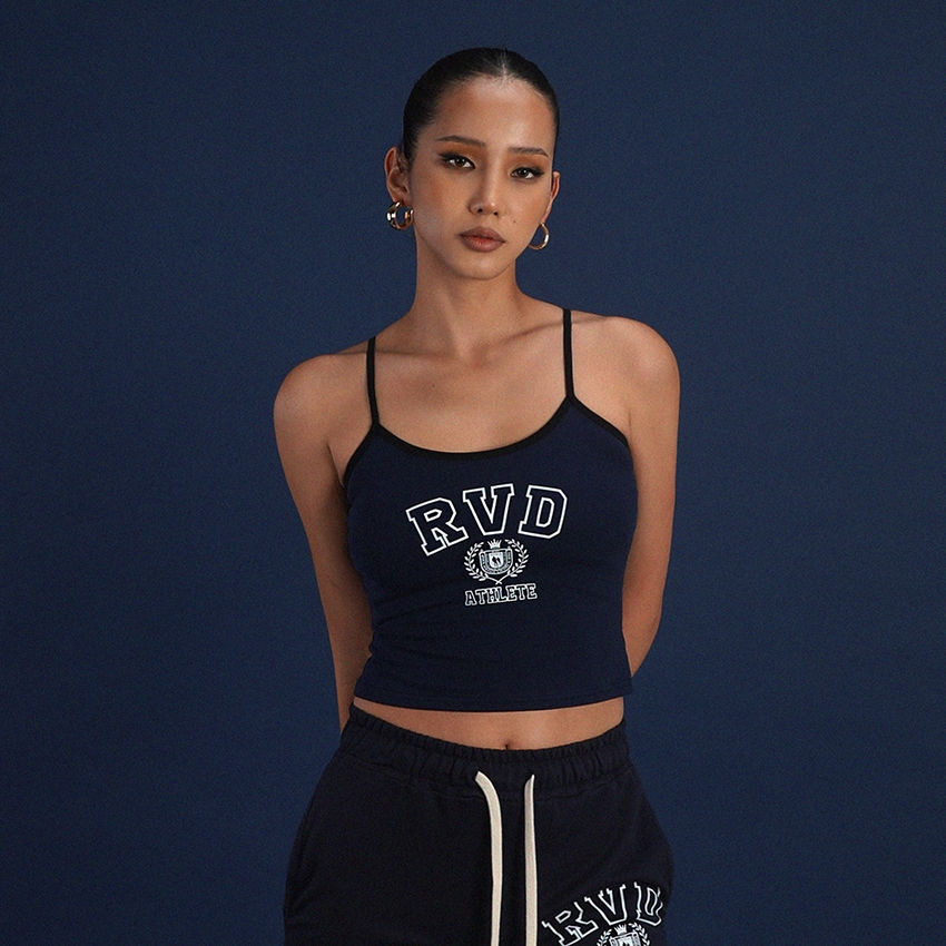 (College Campaign)アールブイディークロップキャミソール(イェールネイビー)