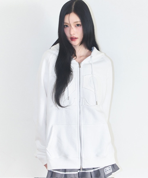 【ILLIGO】 129 LOGO PATCH HOODIE ZIP-UP DOT MELANGE 正規品