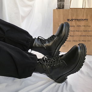 人気 メンズ ビジネス ショートブーツ 厚底 サイドゴア ブーツ 韓国ファッション ホールブーツ ブラック レザーシューズ