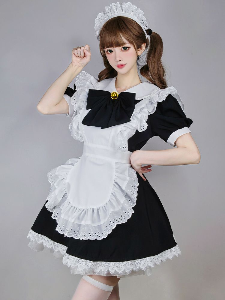 製白黒メイド服コス衣装プリンセスビッグスカートスカートロリータメイド服