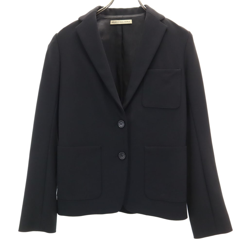 バレンシアガ パリス フランス製 テーラードジャケット 34 ブラック BALENCIAGA PARIS ブレザー レディース