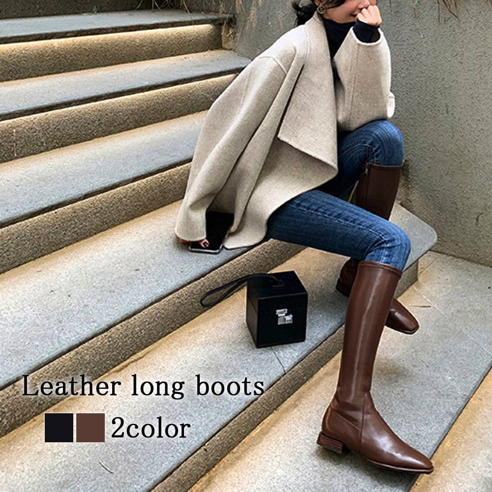 ロングブーツ レディース レザーロングブーツ レザー ジョッキーブーツ 疲れない 冬 ミドルブーツ 防水 革 厚底 暖かい 歩きやすい 編み上げ ぺたんこ 春 ワイド スエード ストレッチ ショートブ