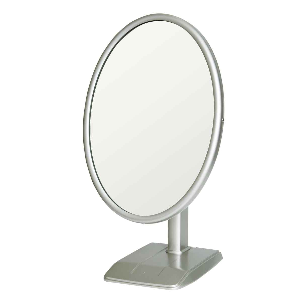 スタンドミラー 高さ46cm 卓上 日本製 卓上ミラー かがみ 卓上鏡 楕円 おしゃれ スチール ミラー 化粧 メイクミラー テーブルミラー デスクミラー メイク コスメ カガミ リビング