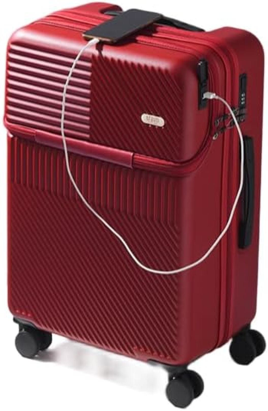 トロリースーツケーススーツケース キャリーケース トップオープン 機内持ち込み 多機能 アルミフレーム キャリーバッグ ストッパー付き カップホルダー付き 側面フック キャスターロック付き 14,610円