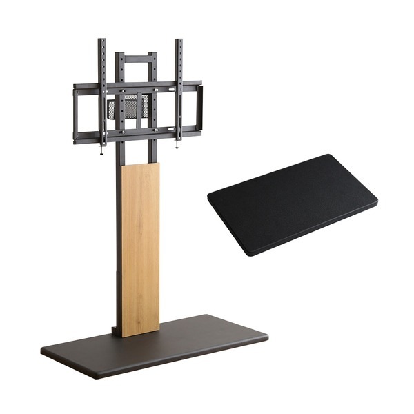 最大100インチ対応 頑丈テレビスタンド 専用棚板 セット 本体シャビーオーク／棚板ブラック 組立品
